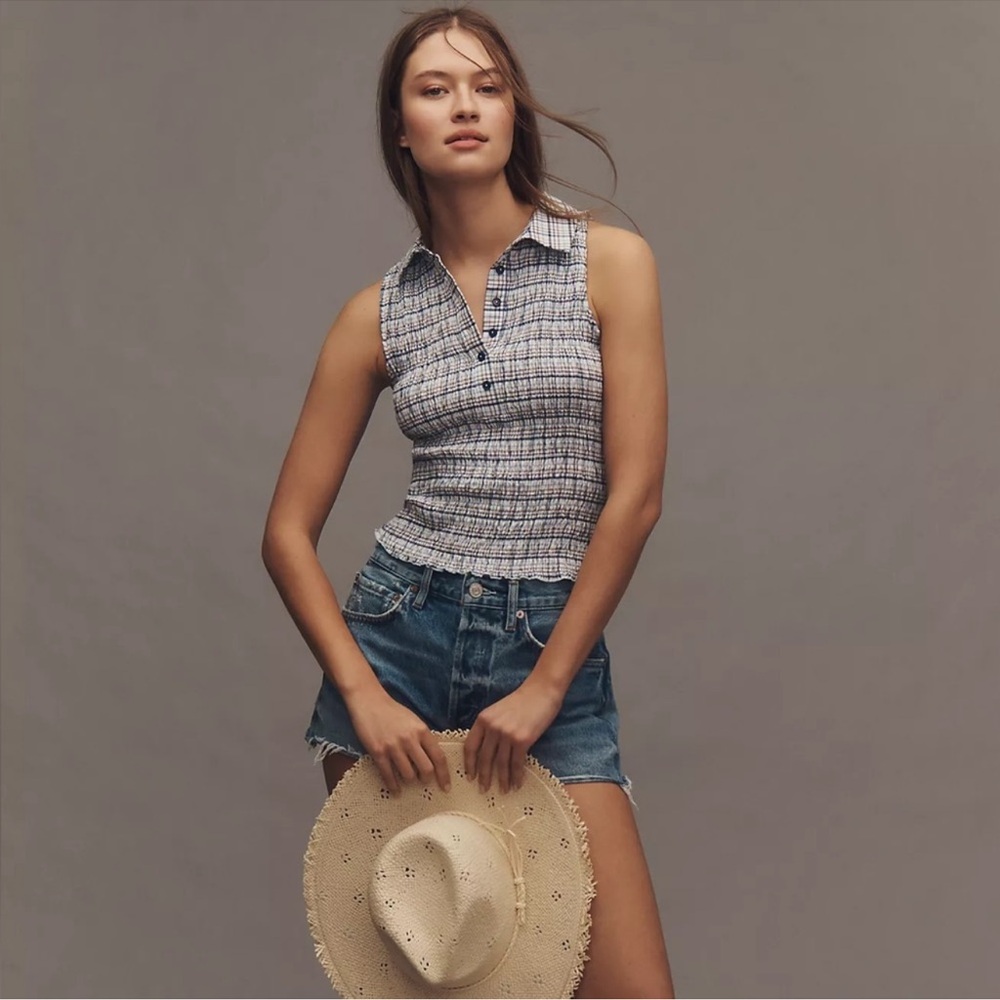 Anthropologie PILCRO SLEEVELESS SHIRRED TOP Size XL NWT